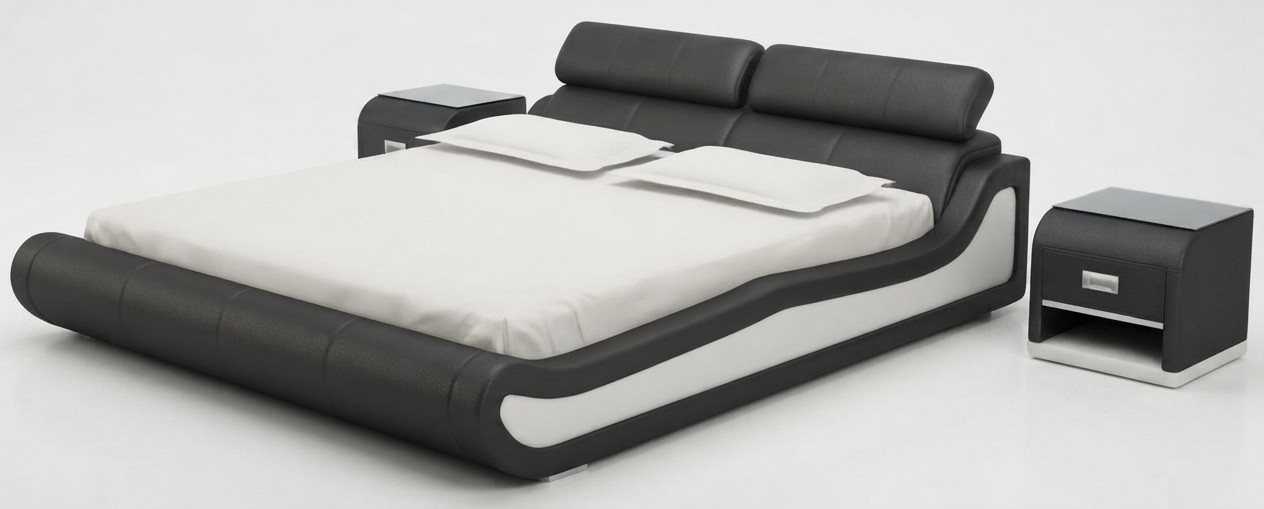 Premium Schlafzimmerbett Schwarz mit Nachttische und Design