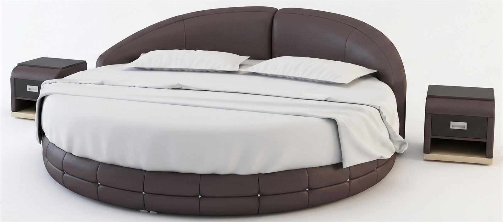 Rundes Designerbett Braun mit Nachttischen und exklusivem Schlafzimmer Stil
