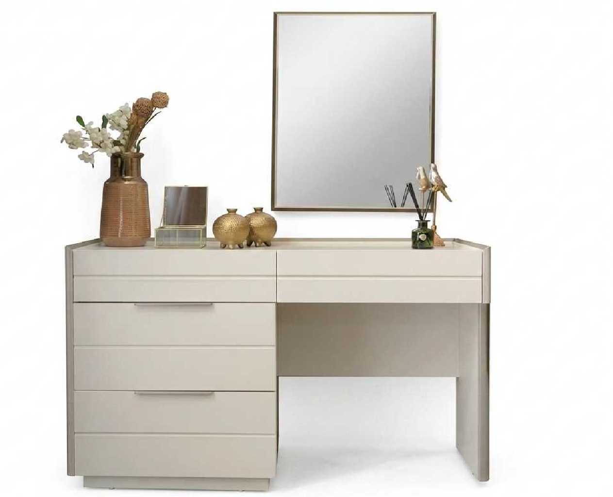 Schminktisch Set Beige Modern Luxus Frisiertisch Spiegel Tisch