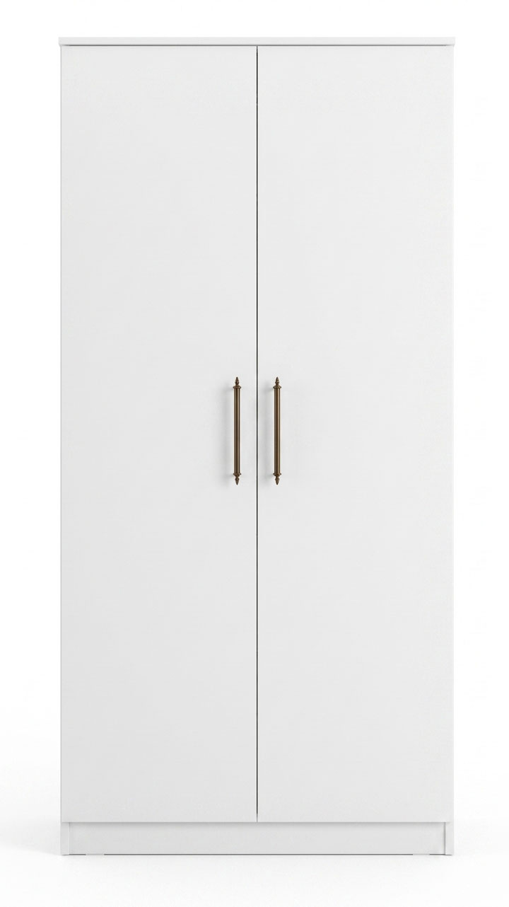White 2 door wardrobe modern wooden cupboard bedroom furniture