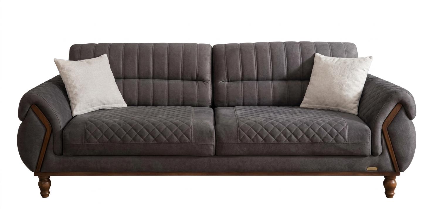 Graues 3-Sitzer-Sofa Stoffsofa Designersofa modern Wohnzimmer Arbeitszimmer