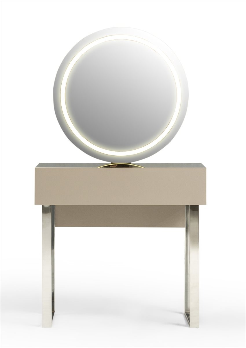 Schminktisch mit Spiegel Beige Moderner Stil Shick Elegant Funktional