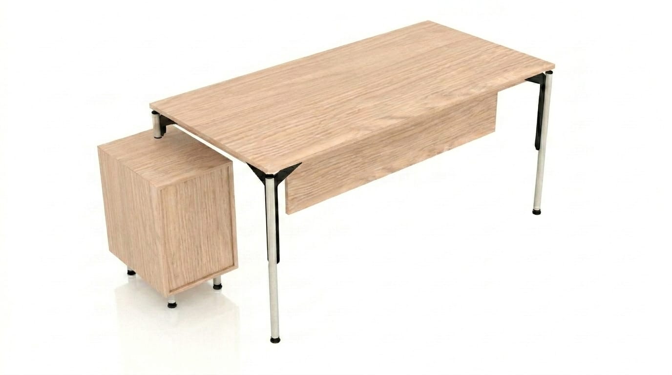 Moderner Schreibtisch Kommode Set Beige Büro Einrichtung Holz