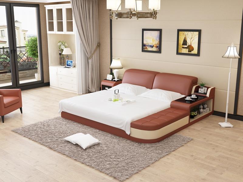 Design Leather Bed Luxury Upholstery Beds Double Marriage 140/160/180 LB8820