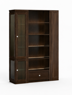 Brown office shelf designer glass showcase solid wood luxurious cabinet