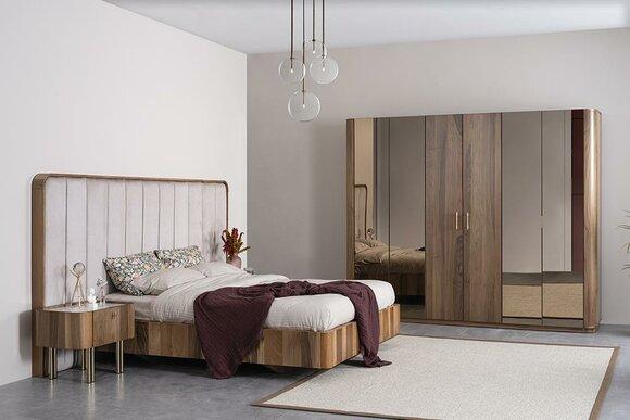 Luxury Bedroom Complete Upholstered Furniture Double Bed Modern Wardrobe