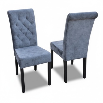 4x set chesterfield chairs fabric upholstery soft seats & backrest leather K11