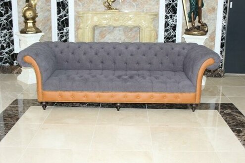 Chesterfield Couch Upholstered Sofas Classic Textile Sofa 4 Seater Couches On Stock