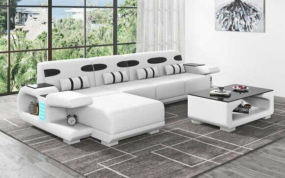 Couch Corner Sofa L Shape Lounger White Modern Leather Sofa Faux Leather Sofa Sofas