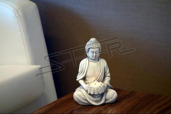 Buddha Sculpture Tea Lights Candle Stand Large Sculpture Garden Living Area 21cm
