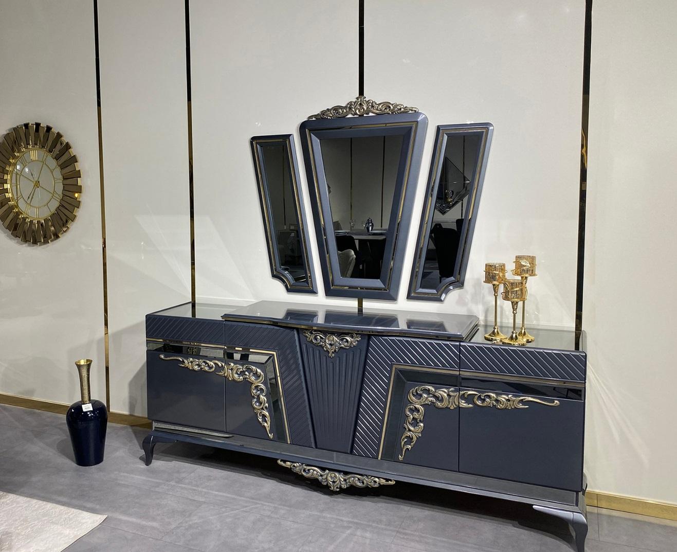 Sideboard Modern chest of drawers Sideboard cabinet with 3 mirrors Storage space Baroque