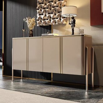 Sideboard Modern Wood Living Room Furniture Cabinet Chest of Drawers Luxury Beige