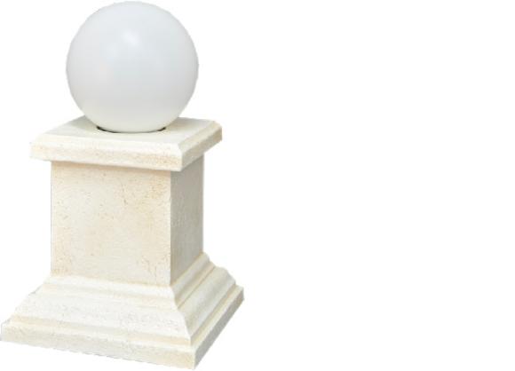 Decorative stucco/acrylic garden light column in antique greek order style, 49cm height