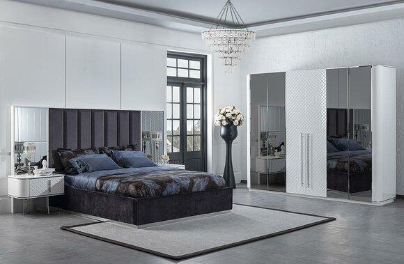 Bedroom Complete Luxury Modern Bed 2x Bedside Tables Luxury Wardrobe