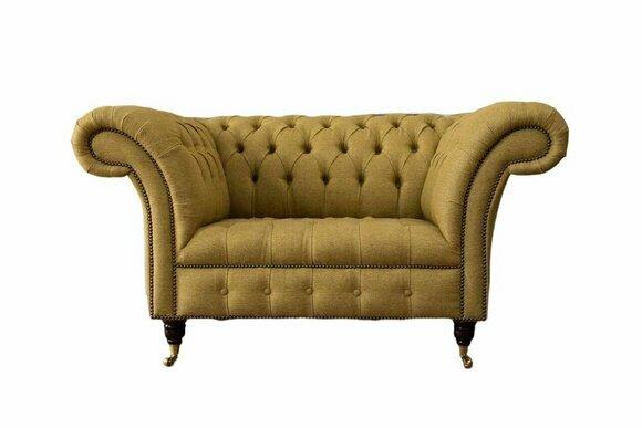 Chesterfield Armchair Design Upholstery Sofa Couch Brown Textile Furniture New
