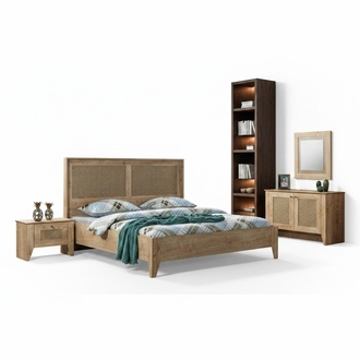 5-piece bedroom set bed + 2 nightstands + dresser + wardrobe modern