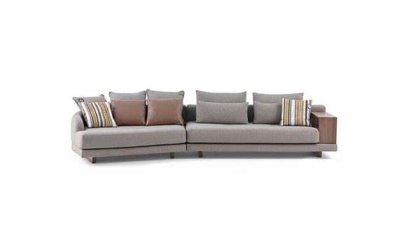 5-seater solid living room fabric sofa grey elegant modern design