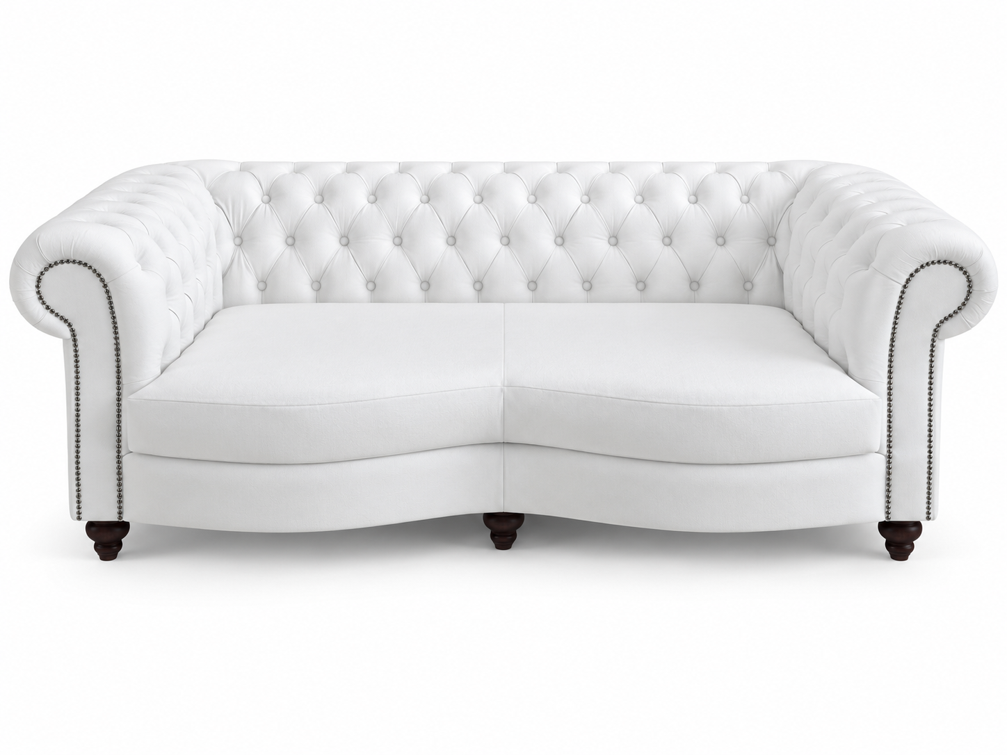 Luxury Chesterfield 3-Seater Sofa White with Button Tufting Ready SOFORT