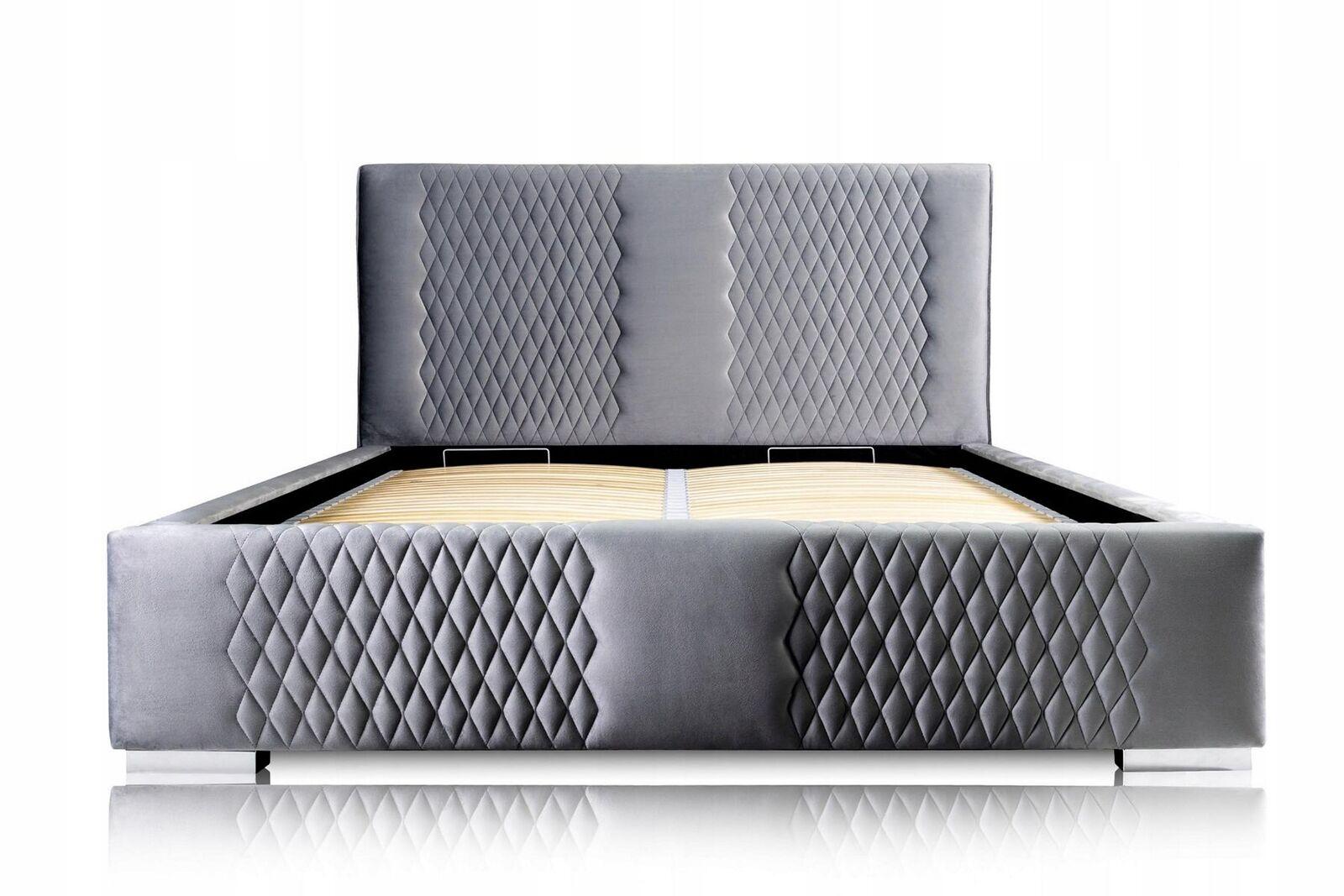 Bed gray double bed modern elegant bed upholstery fabric bedroom modern new