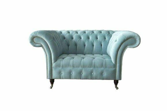 Chesterfield Armchair Turquoise Upholstery Sofa 1 Seater Design Upholstery New