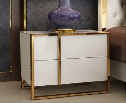 Set 2x bedside table nightstand night console side table 2 drawers On Stock