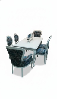 Chesterfield 6x set classic style solid woodern chairs soft seats & backrests