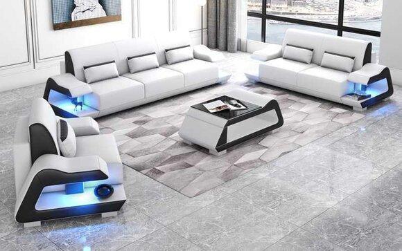Couch set sofa set leather sofas sofa complete 3-piece white set 3+2+1