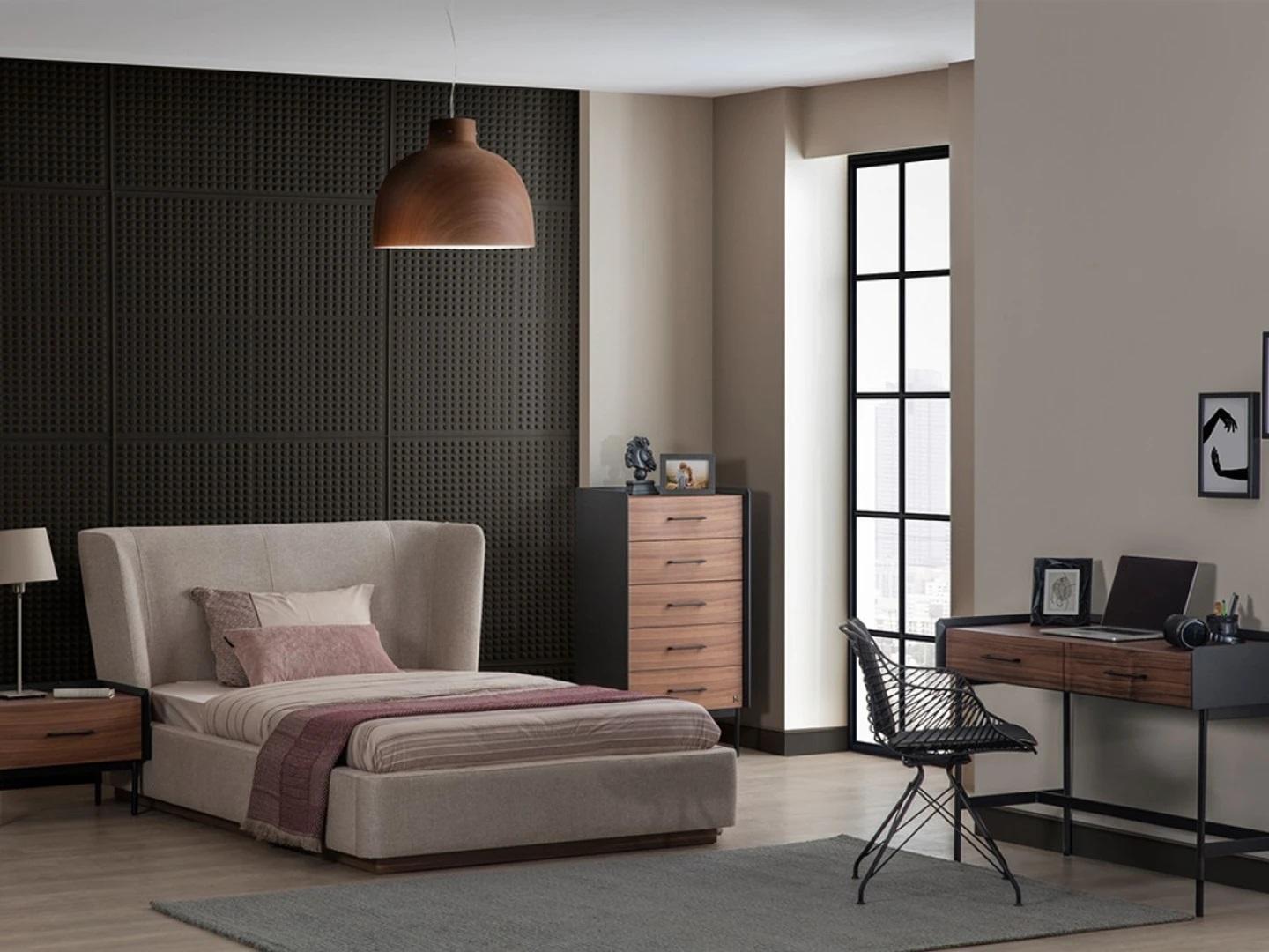 Design Complete 4-Piece Bedroom Bed Bedside Table Modern Dresser New