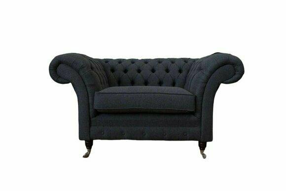Gray Chesterfield Armchair 1.5 Seater Sofa Couch Upholstery Textile Gray Armchair
