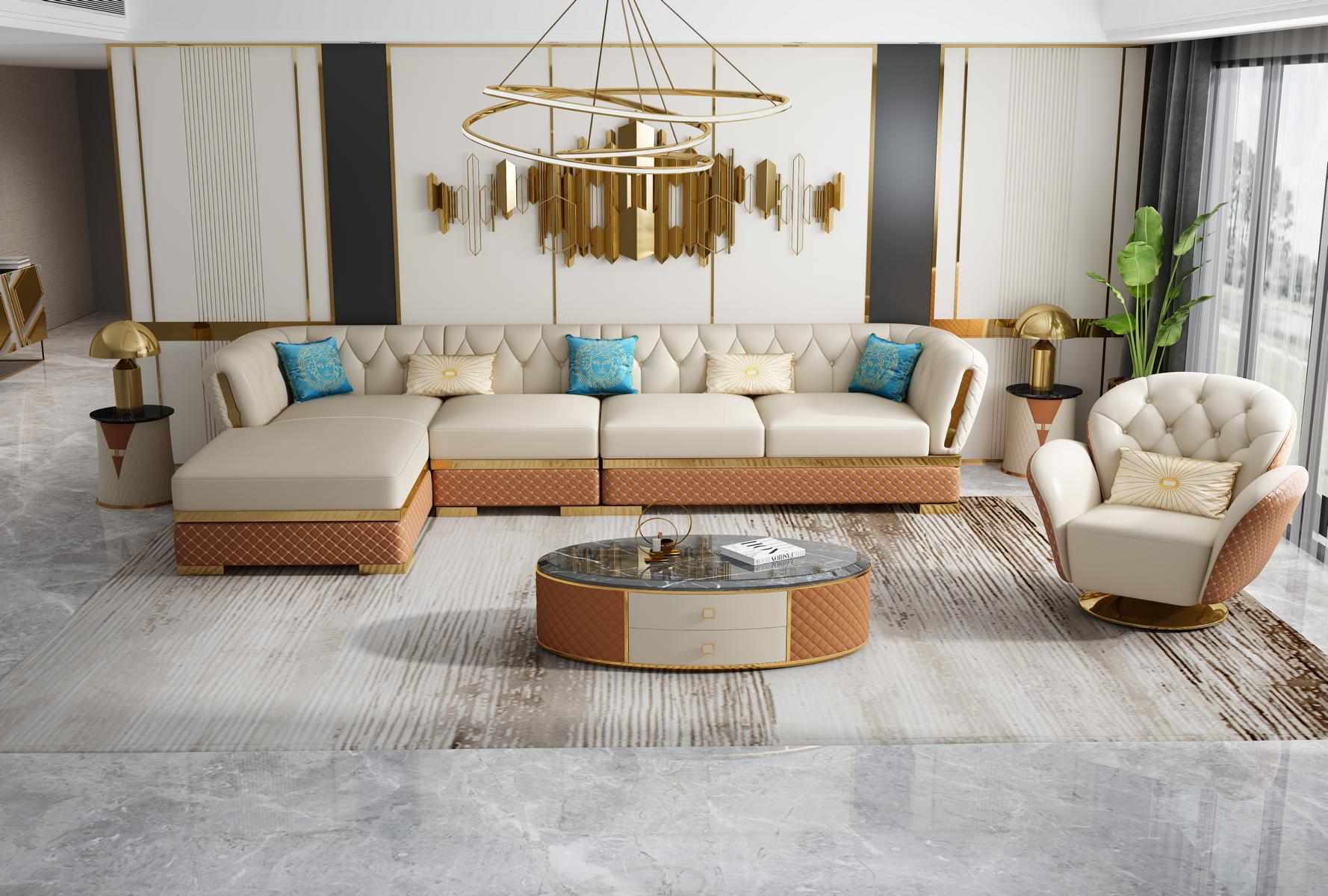 Leather sofa couch living area set design modern sofas corner sofa + armchair new