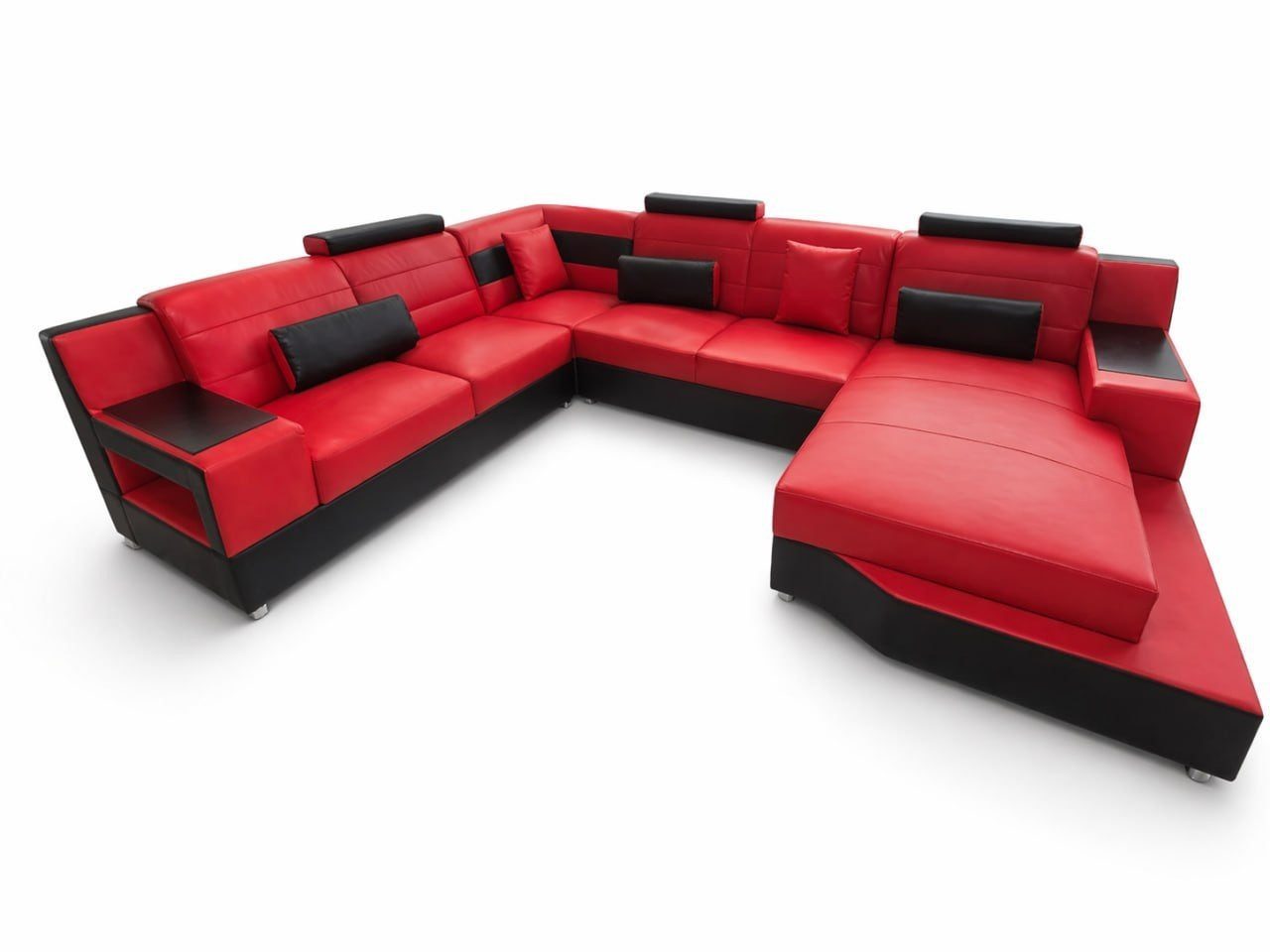 Milano Deluxe Leather Design Living Landscape Red Black Comfort Premium Plus Immediate SOFORT