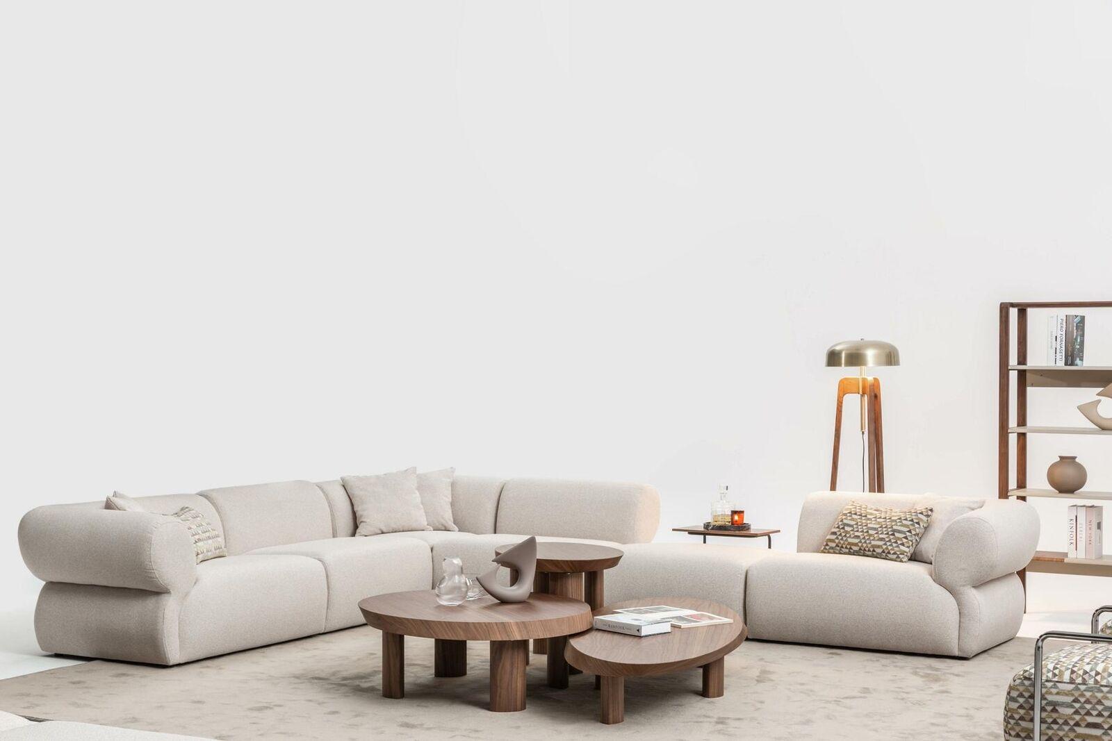Cozy corner sofa L-shape beige upholstered sofa living area couch New