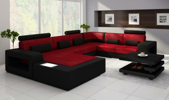 Sofa with USB fabric textile leather sofa with lighting living area made to measure