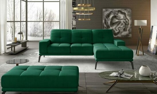 NEW Corner Sofa L Shape Sofa Couch Upholstered Sofas Living Area Fabric Sofa with Stool On Stock