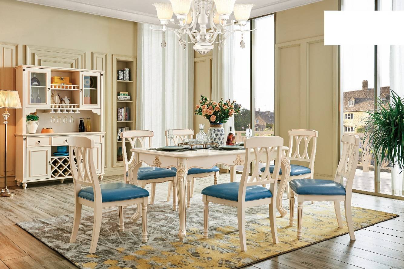 Dining Room Dining Table 6 x Chairs Dining Set Wood Kitchen Group Sideboard Furniture New 7pcs.