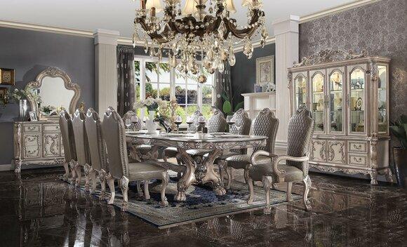 Dining room complete set table sideboard 10x chair set showcase baroque 14 pieces.