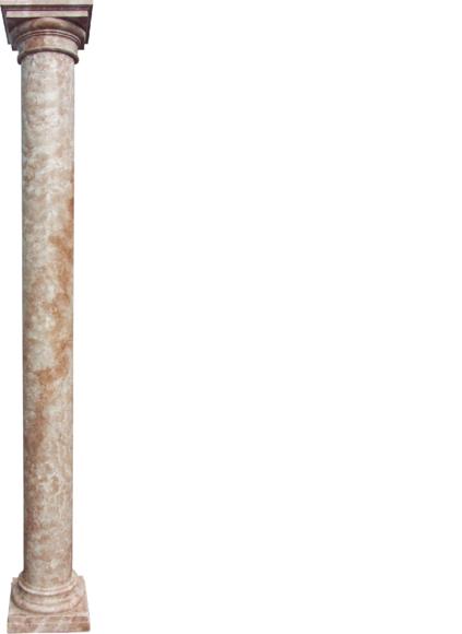 Decorative high column in antique roman marble tuscan column style, 275 cm height