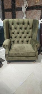 Chesterfield Design Fabric Couch Armchair 1 Seater Upholstery On Stock