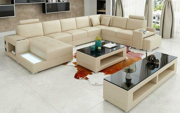 Corner leather corner sofa U-shape sofa couch design upholstery textile modern textile new