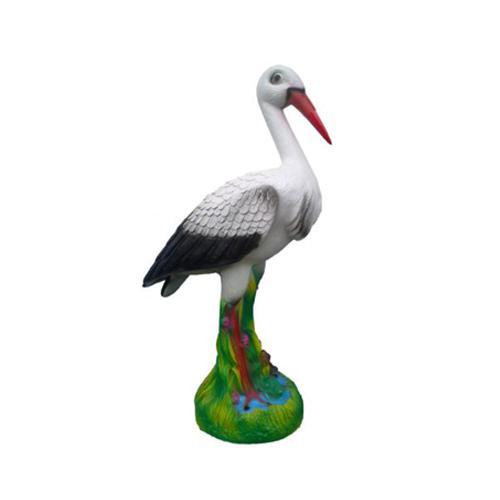 Natural colored decorative garden sculpture designed as a stork on the grass 80cm