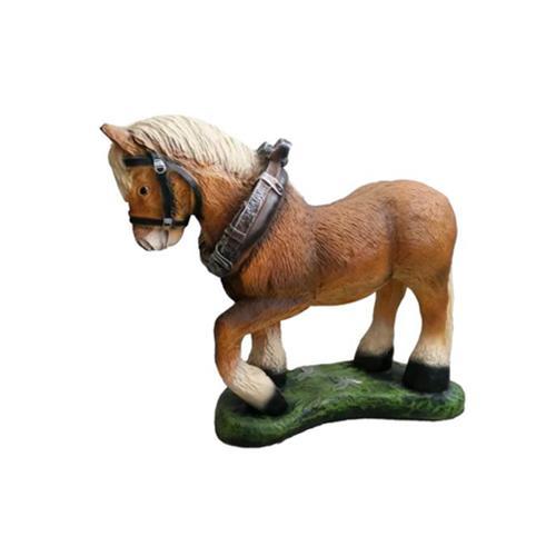 Motley light brown colored decorative sculpture designed as a russian stallion on the grass 51cm