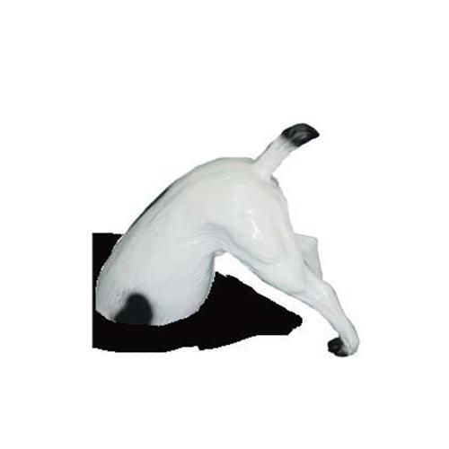 Funny decorative sculpture designed as a white colored dogs hindquarters 35cm