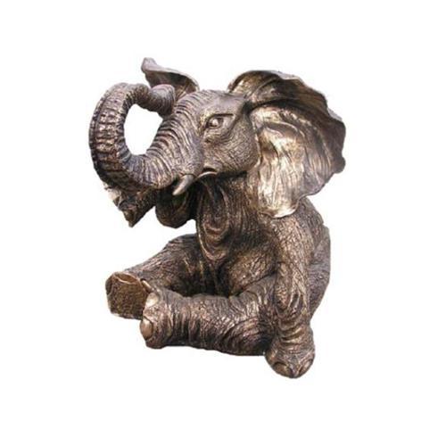 Bronze decorative garden sculpture designed as a sitting elephant 48 cm