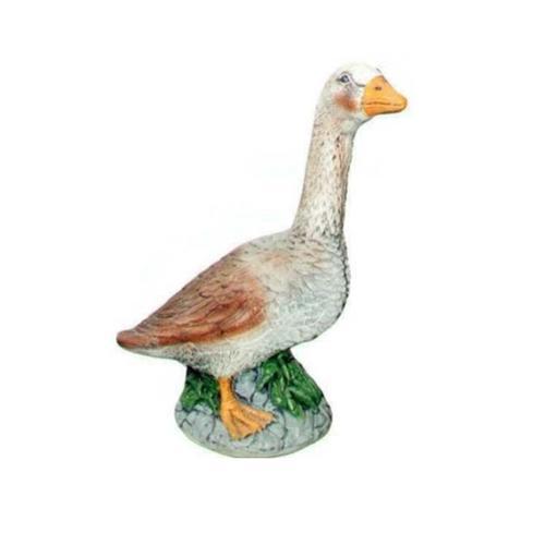 Natural motley light white brown deco figure of a duck on the grass 44cm