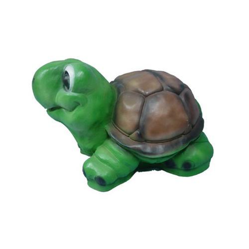 Natural green colored deco figure of cartoon turtle with a dark brown shell 36cm