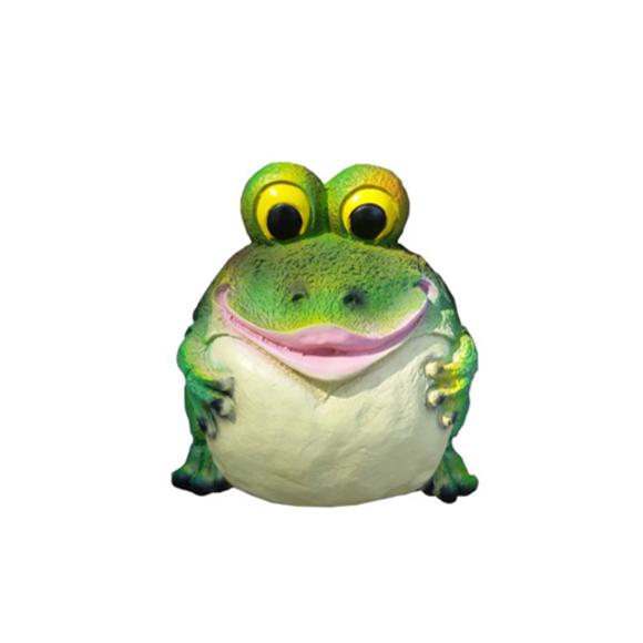 Garden decorative sculpture designed as an original colored cartoon round frog 25 cm