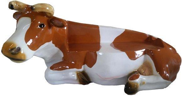 Gloss lying cow decorative garden sculpture 208cm length (A222B)