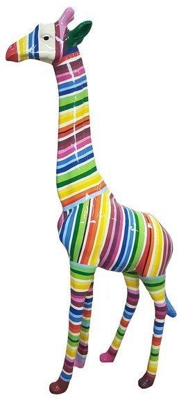 Decorative gloss abstract stripes colored giraffe figure 205cm height (P154)