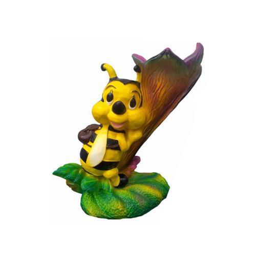Decorative sculpture designed as a colorful cartoon honey bee on a flower 48cm