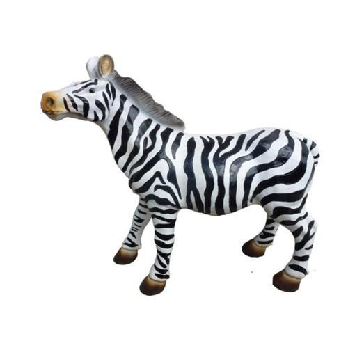 Decorative sculpture designed as a gloss black white original colored standing zebra 70cm